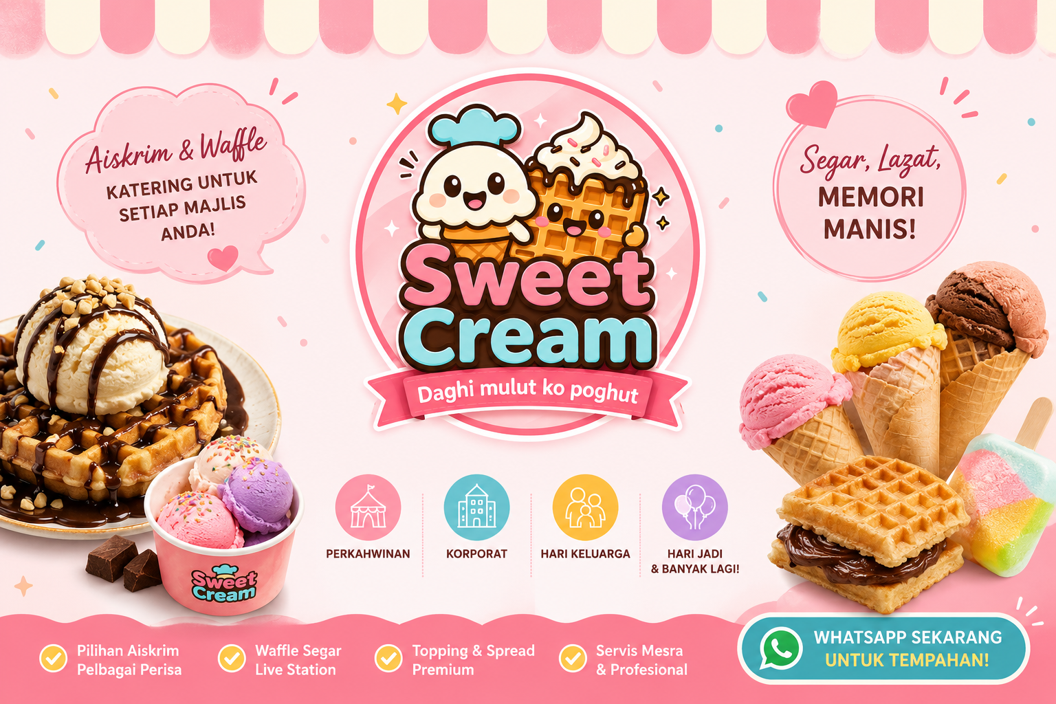 Sweet Cream Dessert Catering Poster